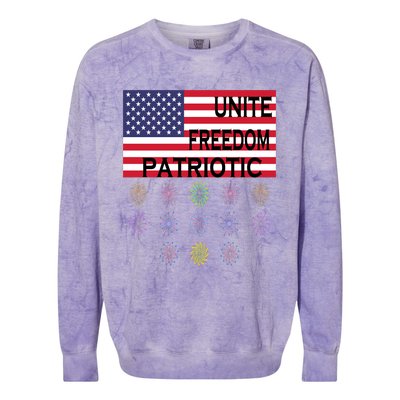 USA Women Men Patriotic American Flag 4th Of July Colorblast Crewneck Sweatshirt