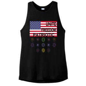 USA Women Men Patriotic American Flag 4th Of July Ladies PosiCharge Tri-Blend Wicking Tank