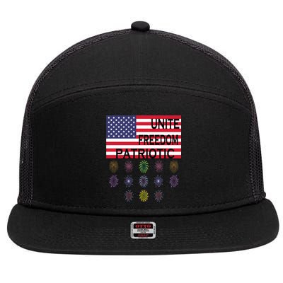 USA Women Men Patriotic American Flag 4th Of July 7 Panel Mesh Trucker Snapback Hat