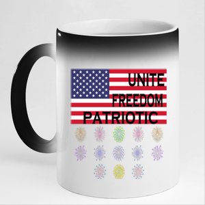 USA Women Men Patriotic American Flag 4th Of July 11oz Black Color Changing Mug