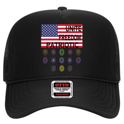 USA Women Men Patriotic American Flag 4th Of July High Crown Mesh Back Trucker Hat