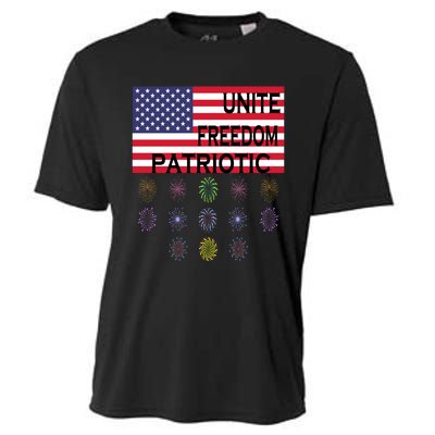 USA Women Men Patriotic American Flag 4th Of July Cooling Performance Crew T-Shirt