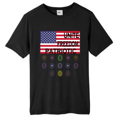 USA Women Men Patriotic American Flag 4th Of July Tall Fusion ChromaSoft Performance T-Shirt