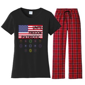 USA Women Men Patriotic American Flag 4th Of July Women's Flannel Pajama Set