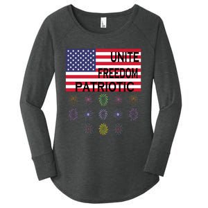 USA Women Men Patriotic American Flag 4th Of July Women's Perfect Tri Tunic Long Sleeve Shirt