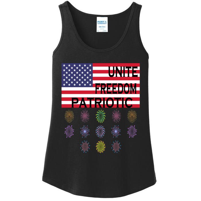 USA Women Men Patriotic American Flag 4th Of July Ladies Essential Tank