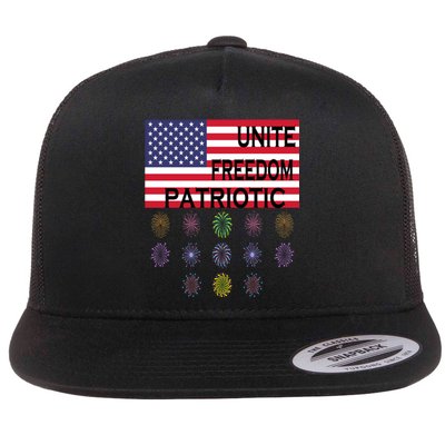 USA Women Men Patriotic American Flag 4th Of July Flat Bill Trucker Hat