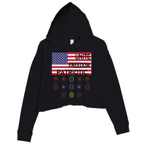 USA Women Men Patriotic American Flag 4th Of July Crop Fleece Hoodie