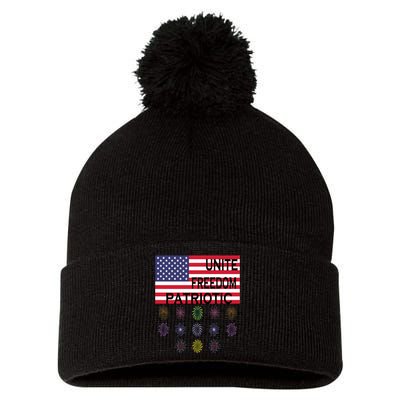 USA Women Men Patriotic American Flag 4th Of July Pom Pom 12in Knit Beanie