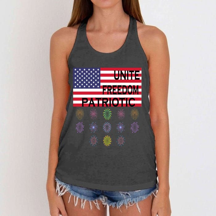 USA Women Men Patriotic American Flag 4th Of July Women's Knotted Racerback Tank