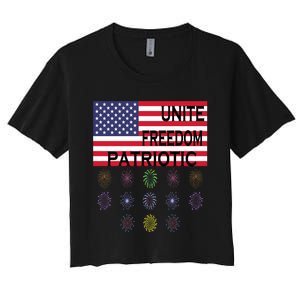 USA Women Men Patriotic American Flag 4th Of July Women's Crop Top Tee