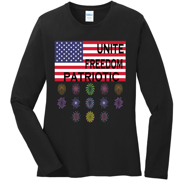 USA Women Men Patriotic American Flag 4th Of July Ladies Long Sleeve Shirt