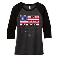 USA Women Men Patriotic American Flag 4th Of July Women's Tri-Blend 3/4-Sleeve Raglan Shirt