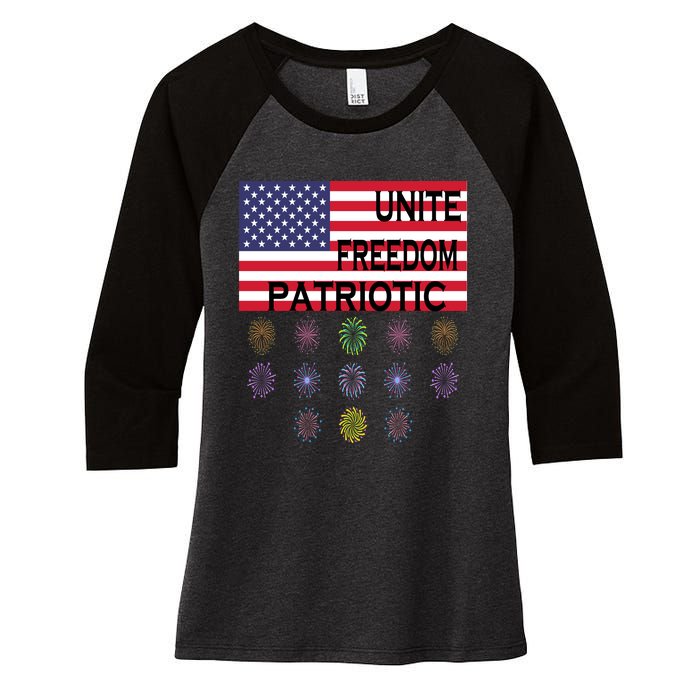 USA Women Men Patriotic American Flag 4th Of July Women's Tri-Blend 3/4-Sleeve Raglan Shirt