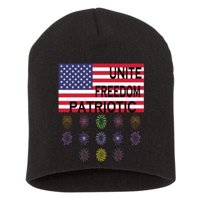 USA Women Men Patriotic American Flag 4th Of July Short Acrylic Beanie