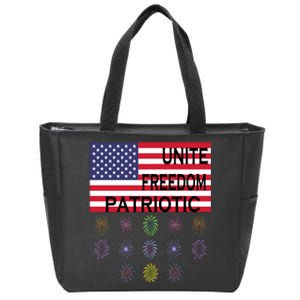 USA Women Men Patriotic American Flag 4th Of July Zip Tote Bag