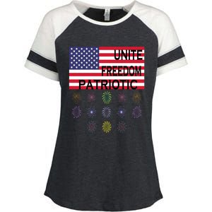 USA Women Men Patriotic American Flag 4th Of July Enza Ladies Jersey Colorblock Tee