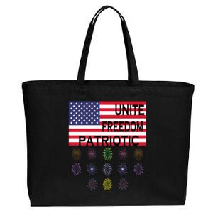 USA Women Men Patriotic American Flag 4th Of July Cotton Canvas Jumbo Tote