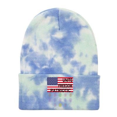 USA Women Men Patriotic American Flag 4th Of July Tie Dye 12in Knit Beanie