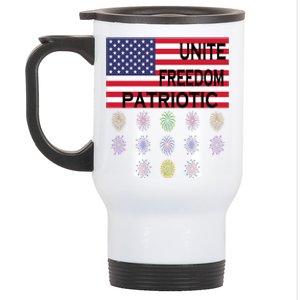 USA Women Men Patriotic American Flag 4th Of July Stainless Steel Travel Mug