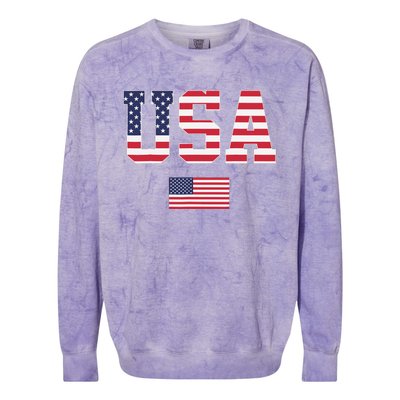 USA Women Men Patriotic American Flag 4th Of July Colorblast Crewneck Sweatshirt