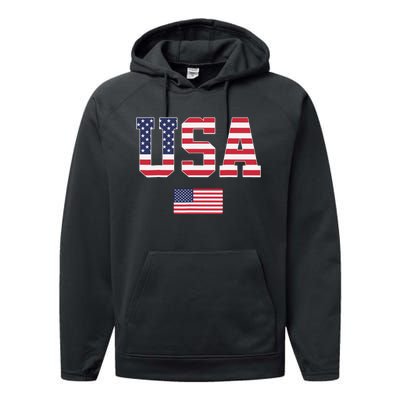 USA Women Men Patriotic American Flag 4th Of July Performance Fleece Hoodie