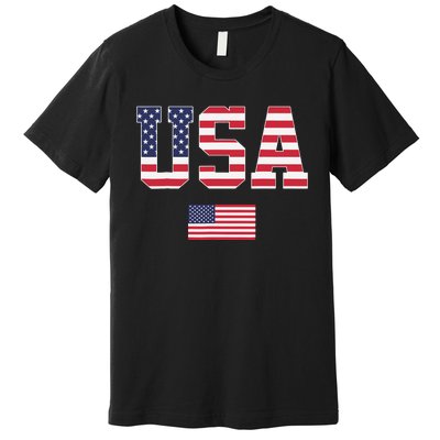 USA Women Men Patriotic American Flag 4th Of July Premium T-Shirt