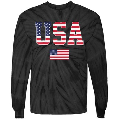 USA Women Men Patriotic American Flag 4th Of July Tie-Dye Long Sleeve Shirt