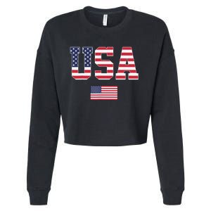 USA Women Men Patriotic American Flag 4th Of July Cropped Pullover Crew