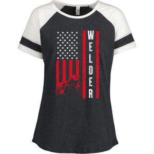 Unique Welding Novelty Enza Ladies Jersey Colorblock Tee