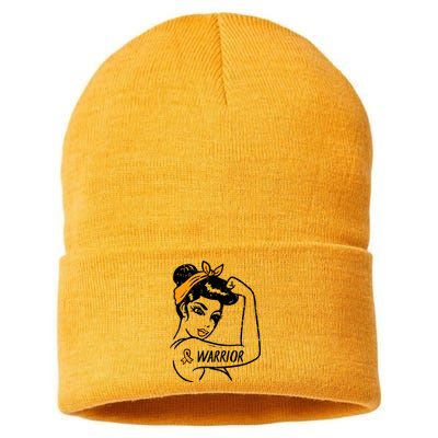 Unbreakable Warrior Orange Ribbon Leukemia Awareness Sustainable Knit Beanie