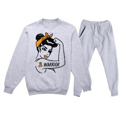 Unbreakable Warrior Orange Ribbon Leukemia Awareness Premium Crewneck Sweatsuit Set