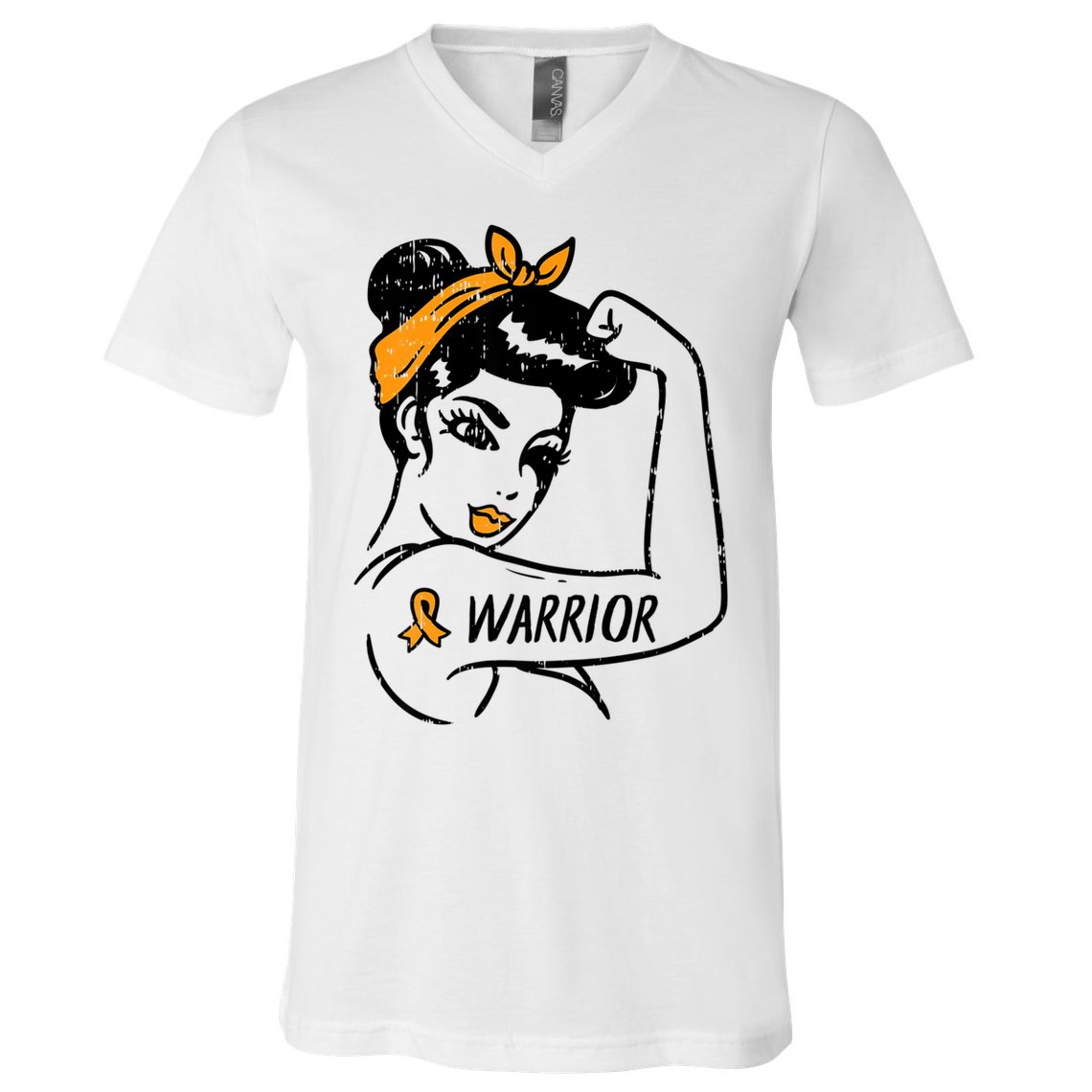 Unbreakable Warrior Orange Ribbon Leukemia Awareness V-Neck T-Shirt
