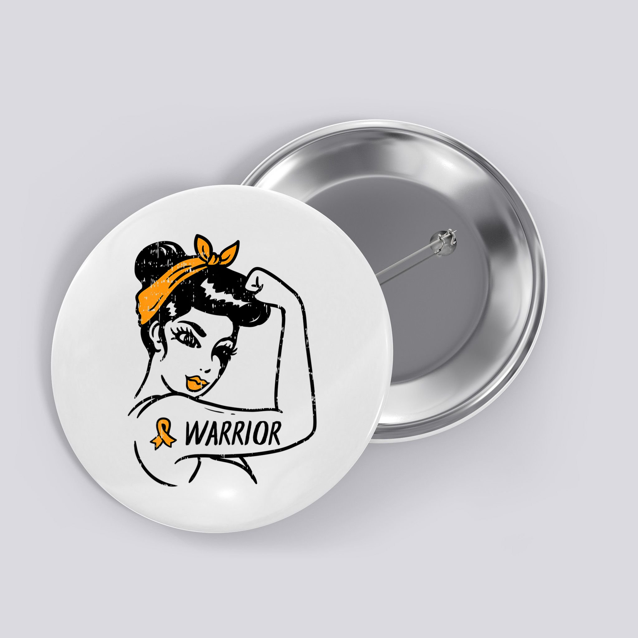 Unbreakable Warrior Orange Ribbon Leukemia Awareness Button