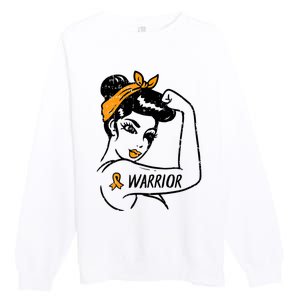 Unbreakable Warrior Orange Ribbon Leukemia Awareness Premium Crewneck Sweatshirt