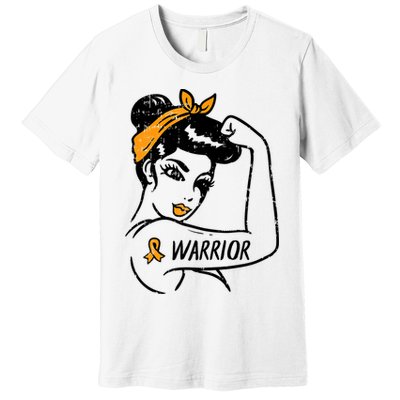 Unbreakable Warrior Orange Ribbon Leukemia Awareness Premium T-Shirt