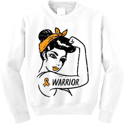 Unbreakable Warrior Orange Ribbon Leukemia Awareness Kids Sweatshirt