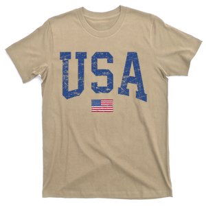 USA Wo Patriotic American Flag Distressed T-Shirt