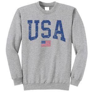 USA Wo Patriotic American Flag Distressed Sweatshirt