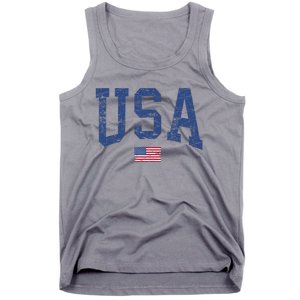 USA Wo Patriotic American Flag Distressed Tank Top