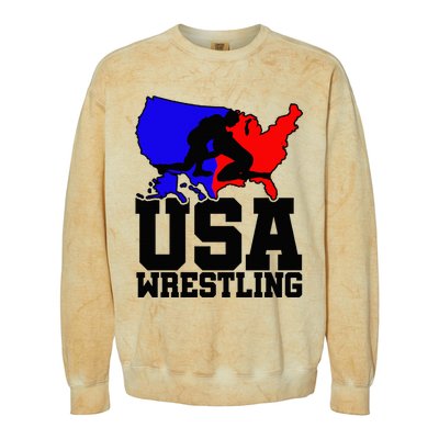 Usa Wrestling Patriotic American Flag Sports Wrestling Colorblast Crewneck Sweatshirt