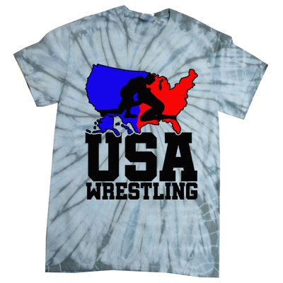 Usa Wrestling Patriotic American Flag Sports Wrestling Tie-Dye T-Shirt