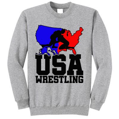 Usa Wrestling Patriotic American Flag Sports Wrestling Tall Sweatshirt