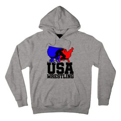 Usa Wrestling Patriotic American Flag Sports Wrestling Tall Hoodie