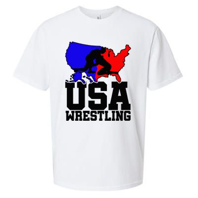 Usa Wrestling Patriotic American Flag Sports Wrestling Sueded Cloud Jersey T-Shirt