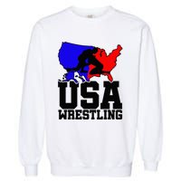 Usa Wrestling Patriotic American Flag Sports Wrestling Garment-Dyed Sweatshirt