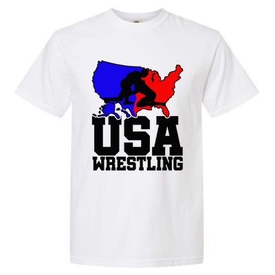 Usa Wrestling Patriotic American Flag Sports Wrestling Garment-Dyed Heavyweight T-Shirt