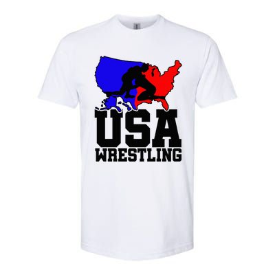 Usa Wrestling Patriotic American Flag Sports Wrestling Softstyle CVC T-Shirt