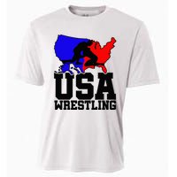 Usa Wrestling Patriotic American Flag Sports Wrestling Cooling Performance Crew T-Shirt