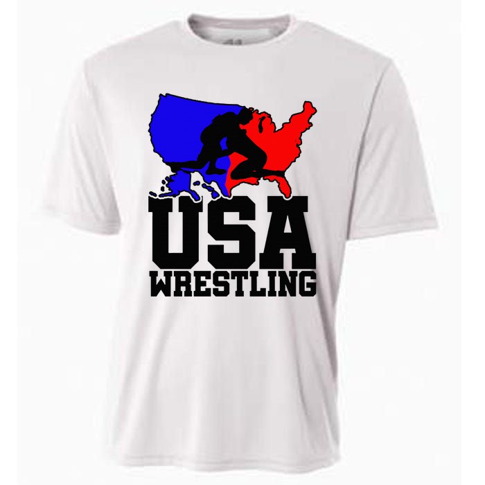 Usa Wrestling Patriotic American Flag Sports Wrestling Cooling Performance Crew T-Shirt